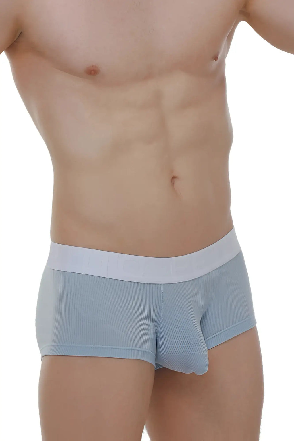 Light blue ribbed briefs with contrasting white elastic waistband from PetitQ boxer chillax rib blue collection