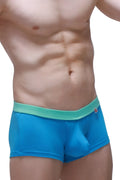 Bright blue petitq boxer colline bamboo briefs with light green elastic waistband soft breathable fabric