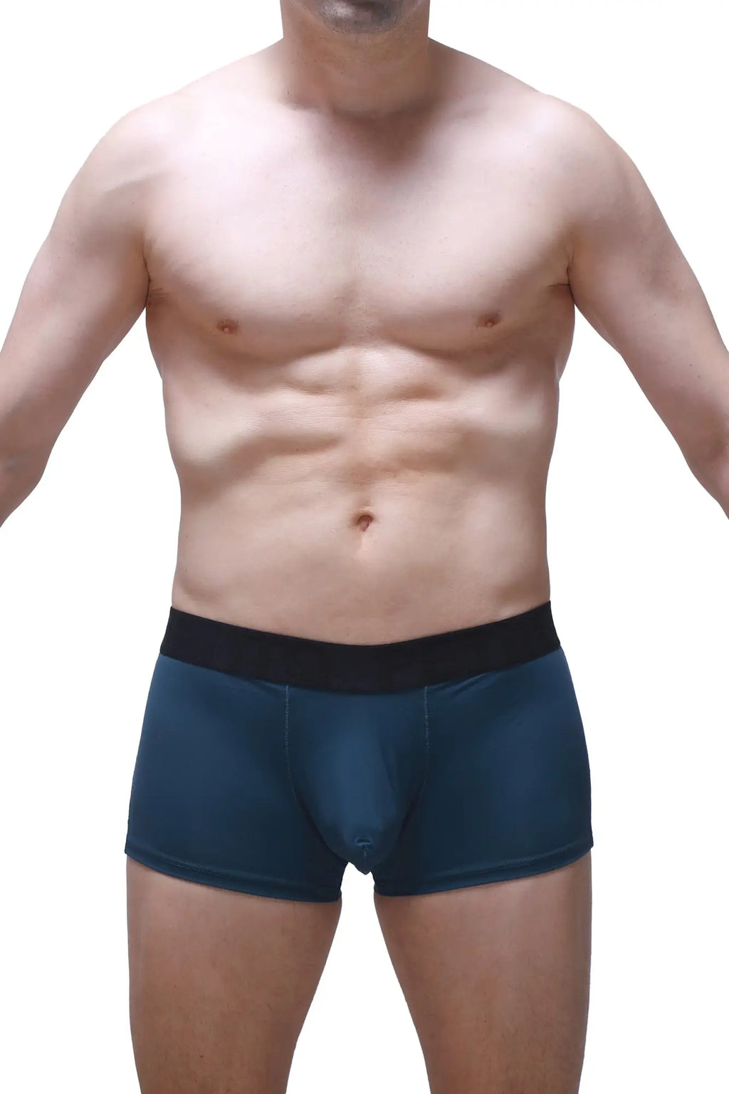 Dark blue petitq boxer briefs with a contrasting black waistband designed for comfortable everyday wear