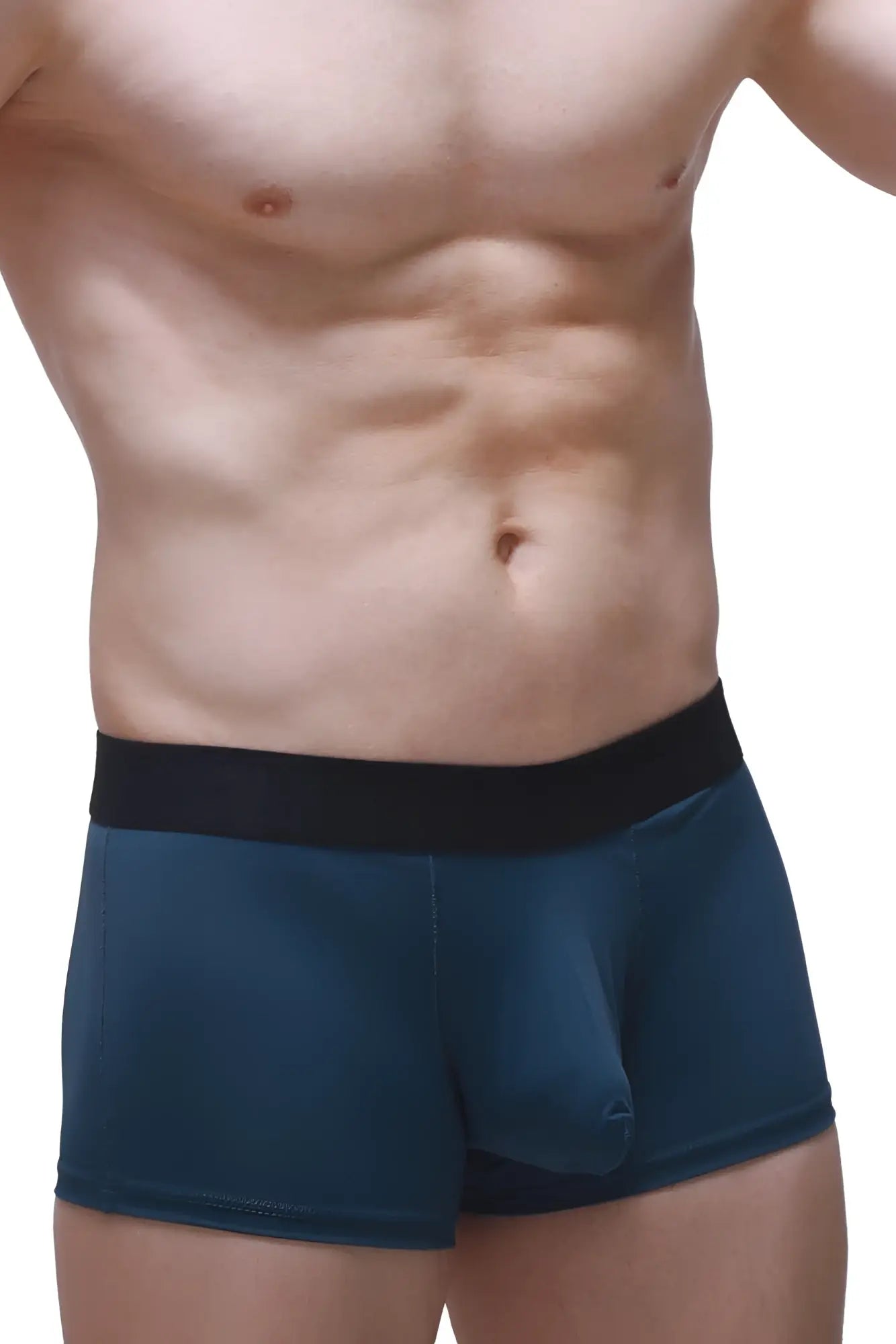 Dark teal petitq boxer briefs with black elastic waistband designed for comfortable everyday wear