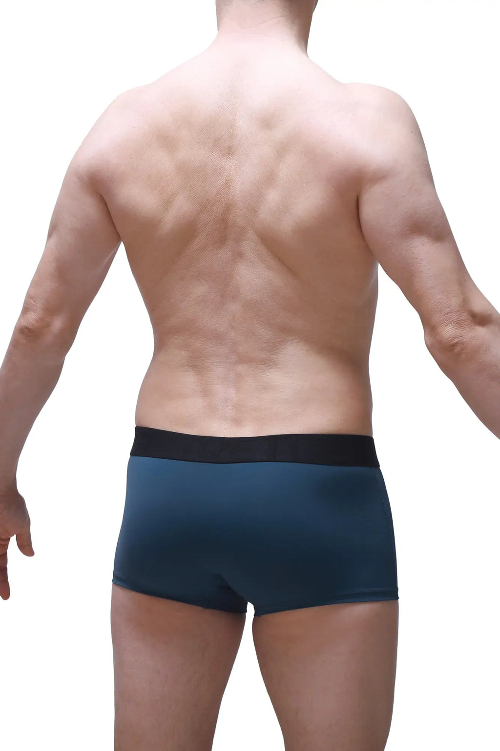 Dark teal petitq boxer hang prussian blue boxer briefs with black elastic waistband designed for comfortable wear