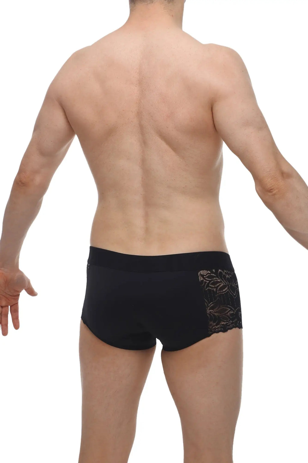 Black PetitQ boxer lace giers briefs with delicate lace detailing on the side made from soft fabric
