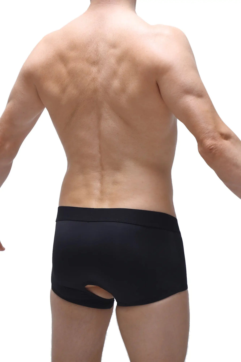 Black briefs petitq boxer moras black back view with a cutout detail for breathable comfort