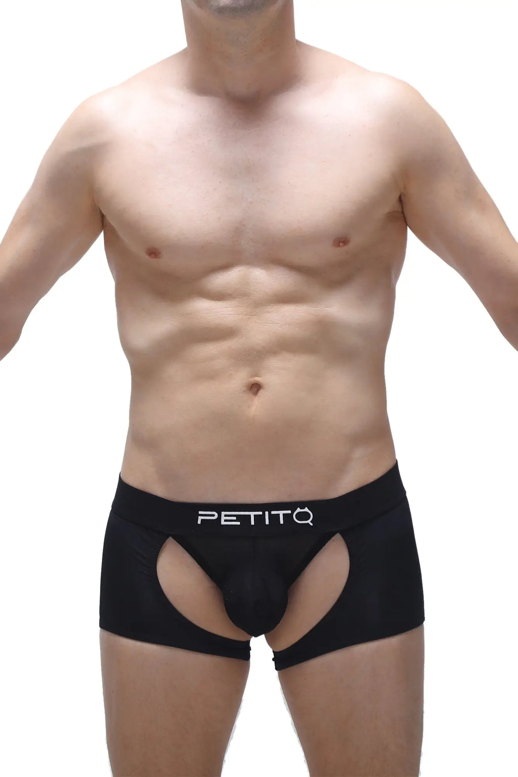 Black petitq boxer moras men’s briefs with central pouch and cutout sides for comfortable support
