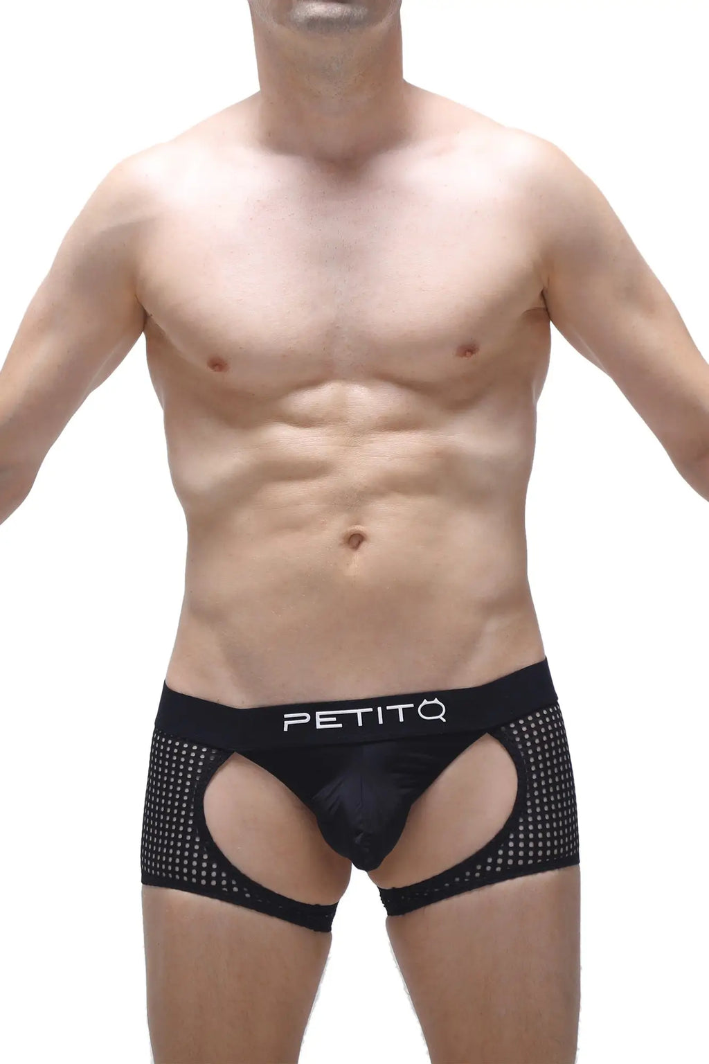 Black petitq boxer moras durtol men’s briefs with mesh pattern and cutout design for breathable comfort