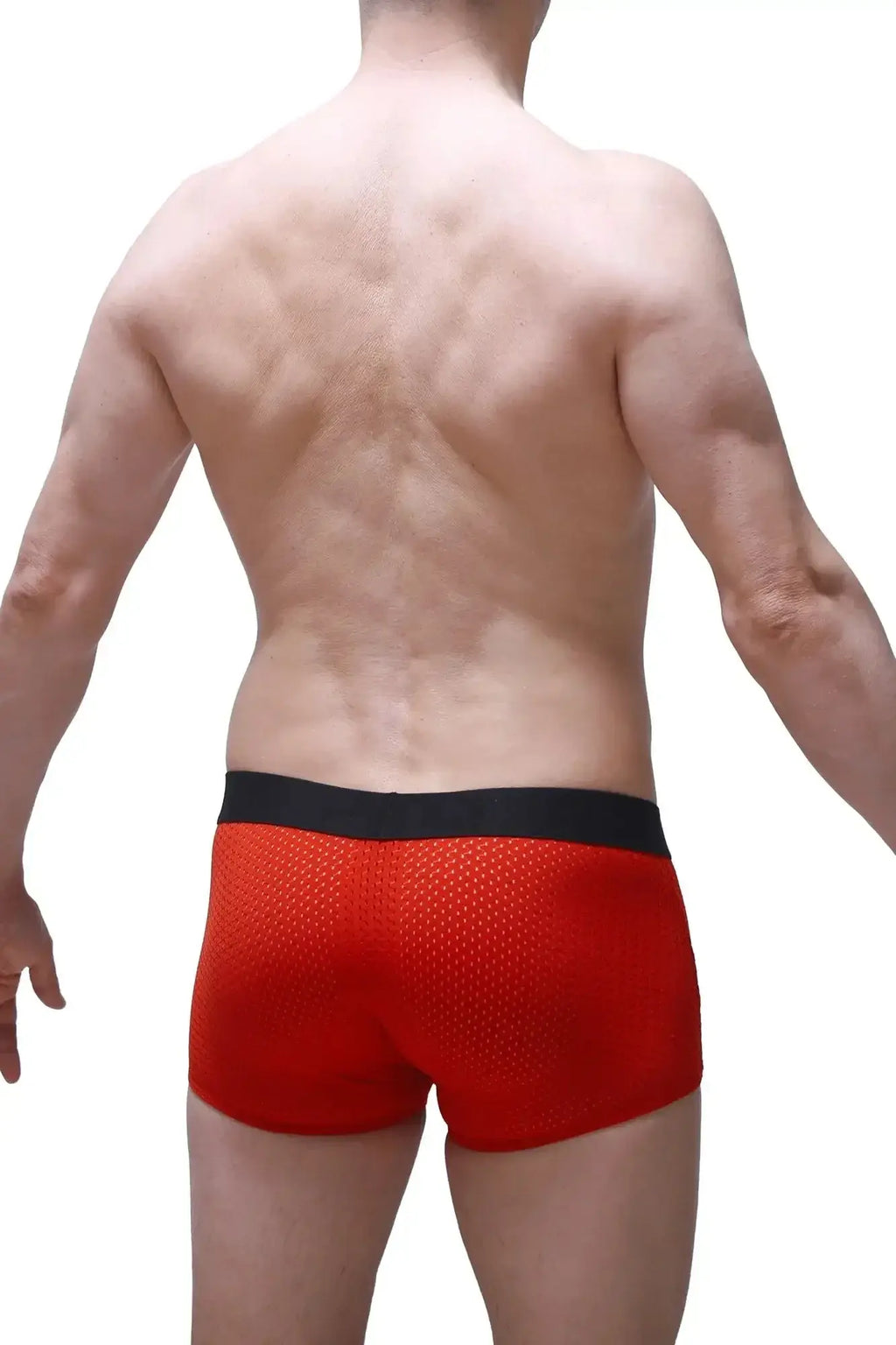 Petitq boxer olloix bee red red mesh boxer briefs with black elastic waistband designed for comfortable wear