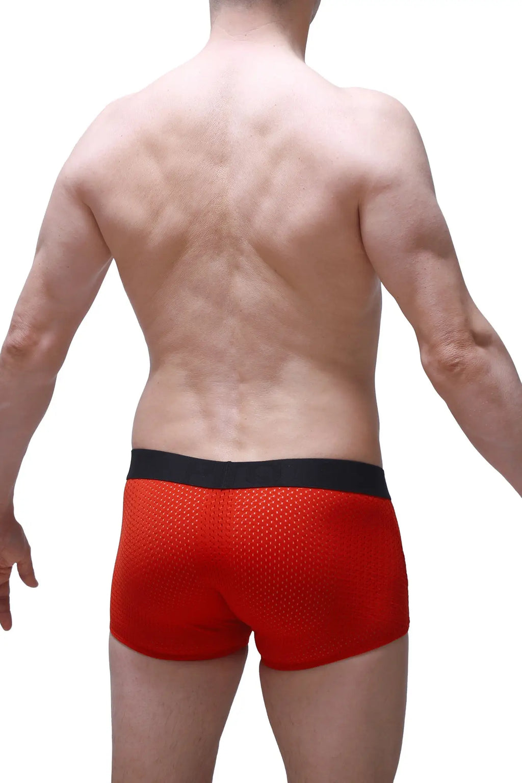 Petitq boxer olloix bee red red mesh boxer briefs with black elastic waistband designed for comfortable wear