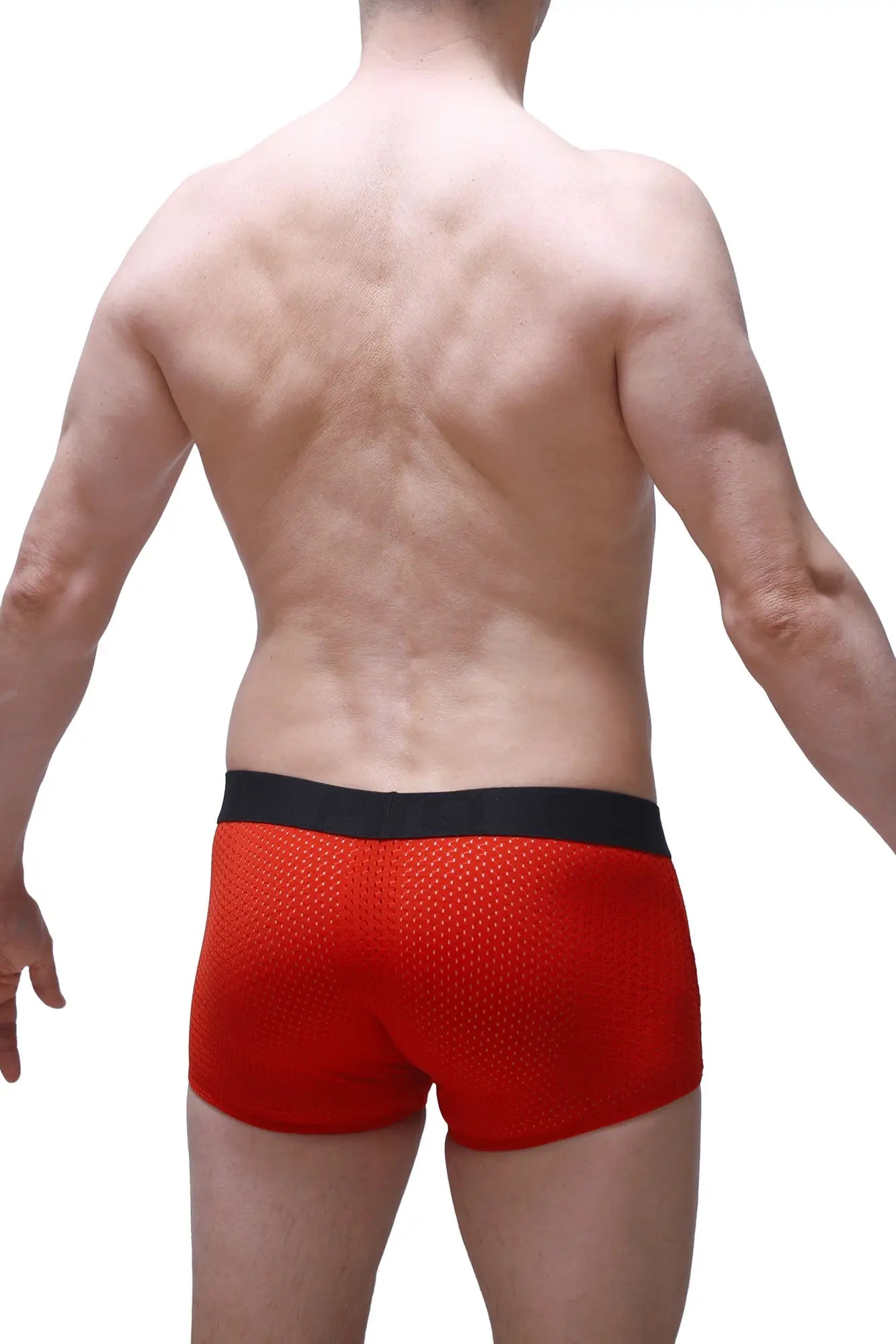 Petitq boxer olloix bee red red mesh boxer briefs with black elastic waistband designed for comfortable wear