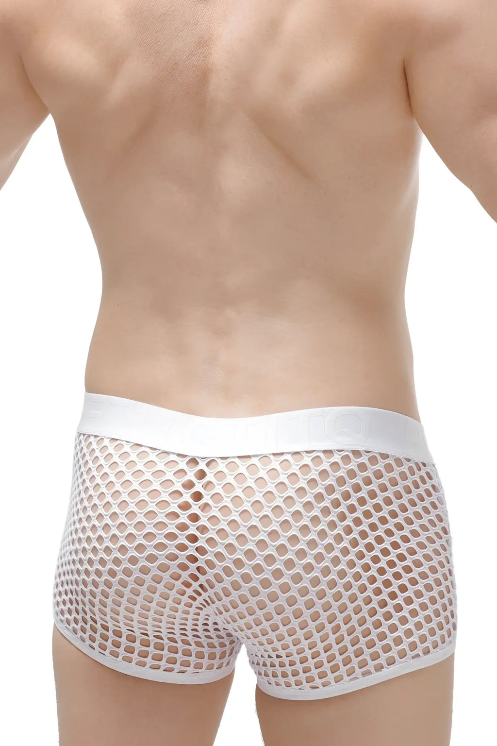 PetitQ boxer Olloix white white mesh boxer briefs with solid white elastic waistband for breathable comfort