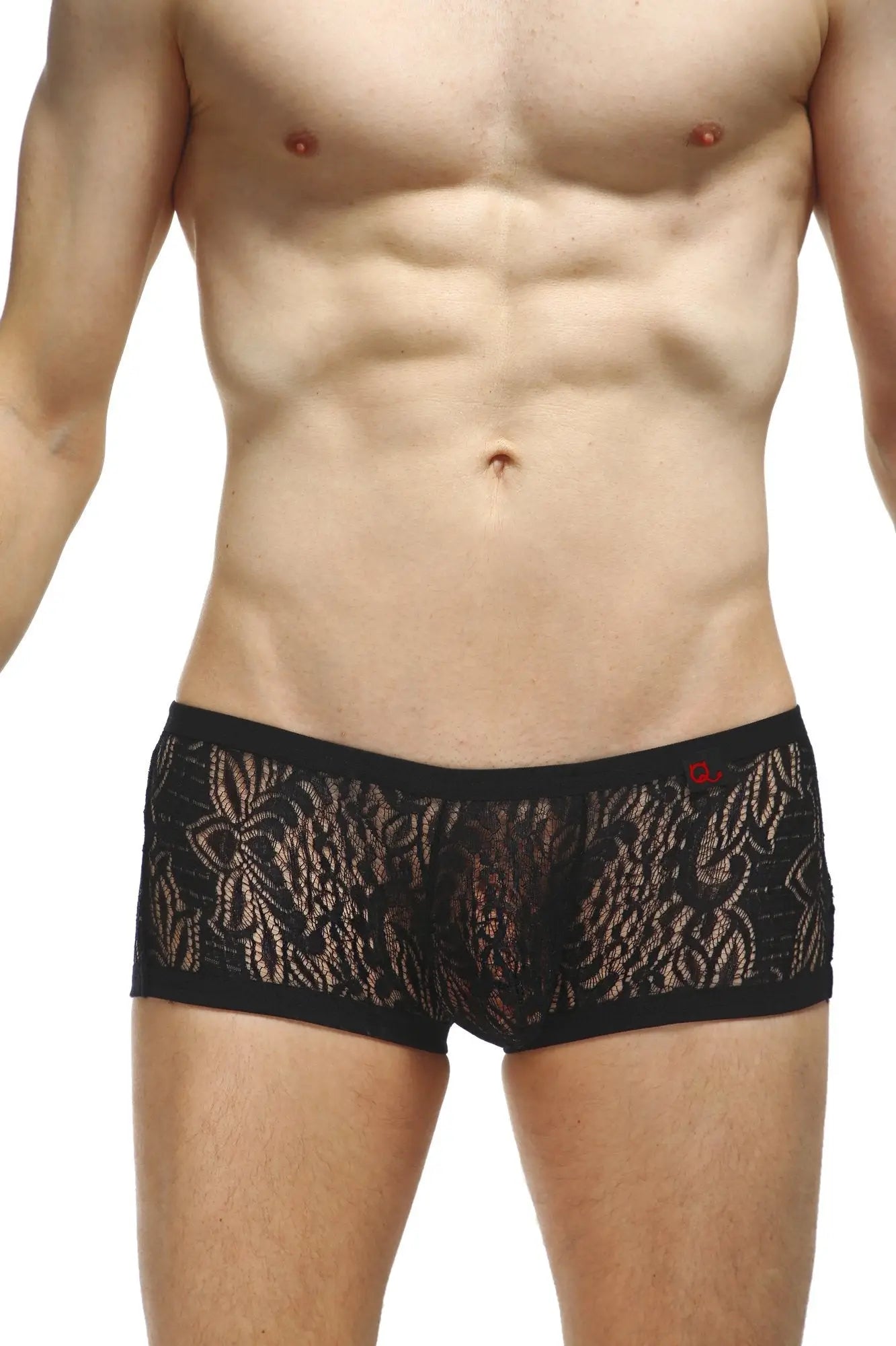 Black lace briefs petitq boxer plouhac lace black with intricate floral patterns and solid black waistband