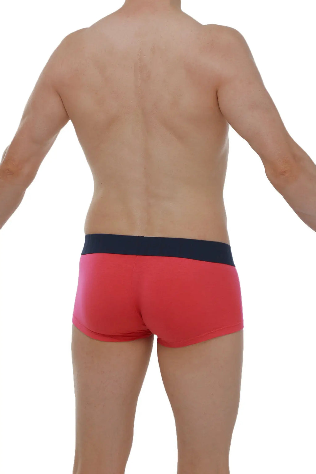 Red PetitQ boxer briefs with a navy blue waistband made of soft Taik modal fabric in fuchsia color
