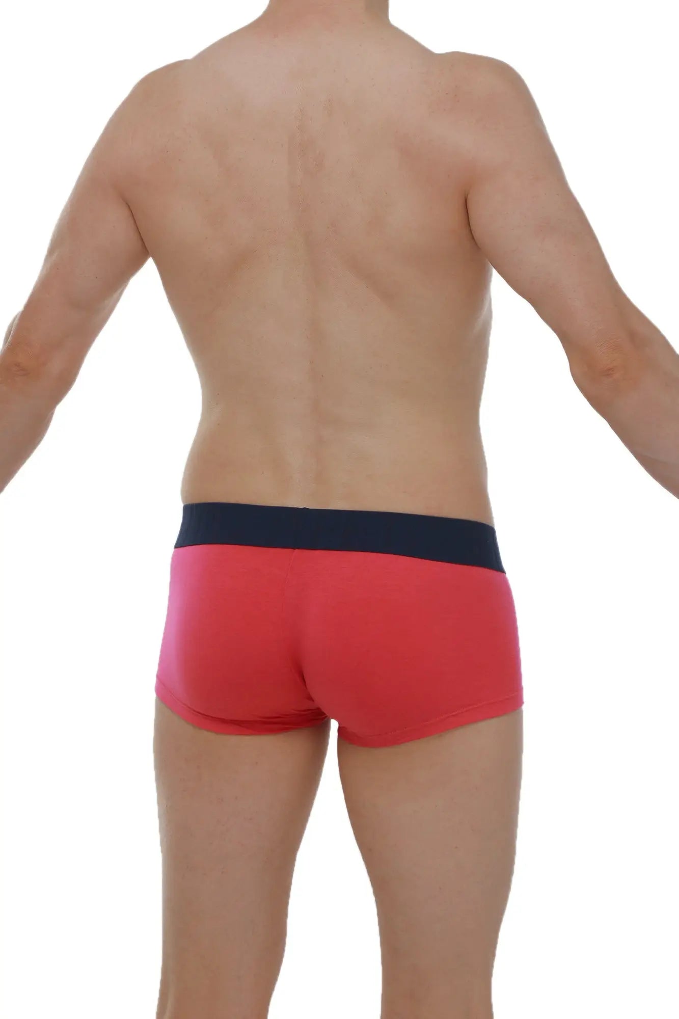 Red PetitQ boxer briefs with a navy blue waistband made of soft Taik modal fabric in fuchsia color