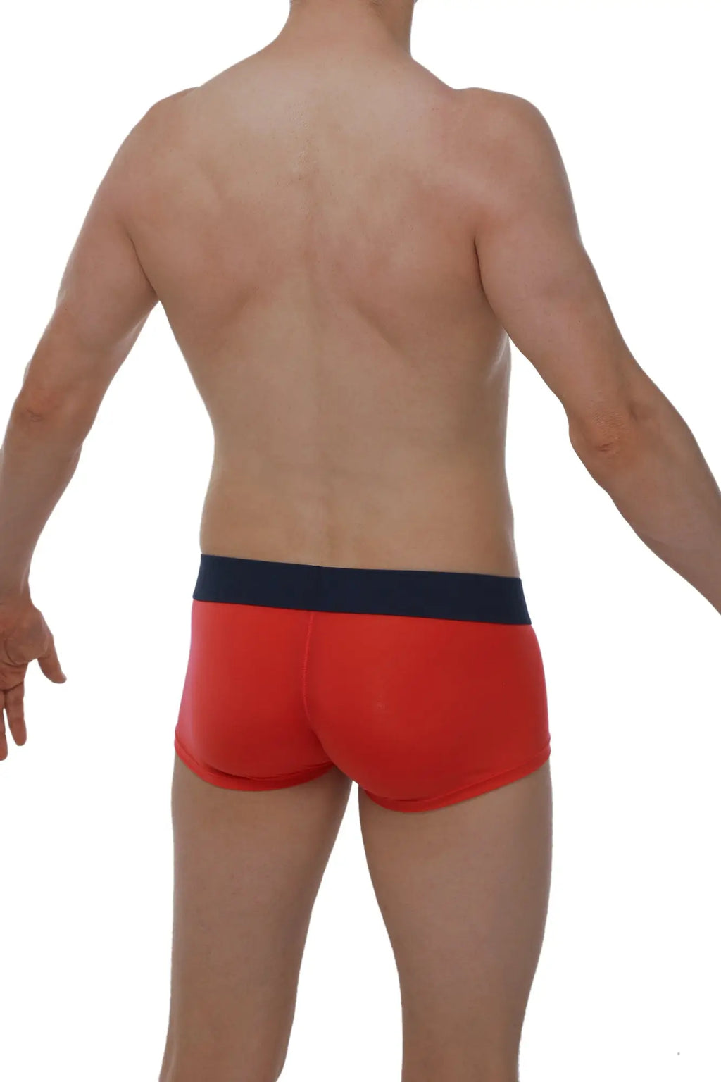 Red PetitQ boxer briefs with navy blue waistband in soft cotton fabric for comfortable daily wear
