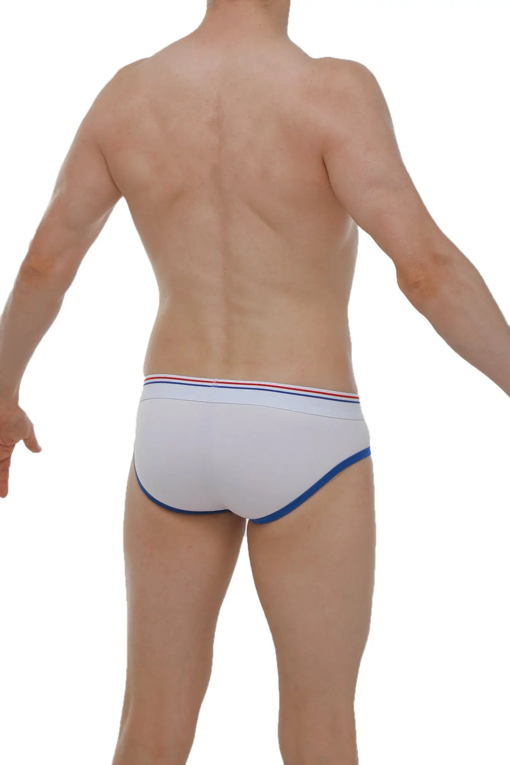 White briefs petitq brief andrew white with blue trim and red and blue striped waistband for comfortable wear