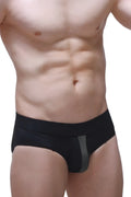 PetitQ brief Barie Bee Green black briefs with a gray mesh side panel for breathable comfort