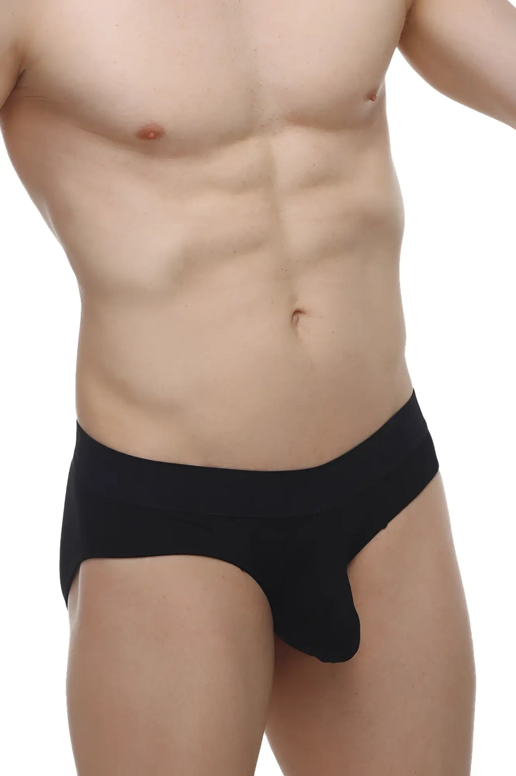 Black petitq brief bertran modal with smooth form-fitting design showcasing front view of men’s underwear