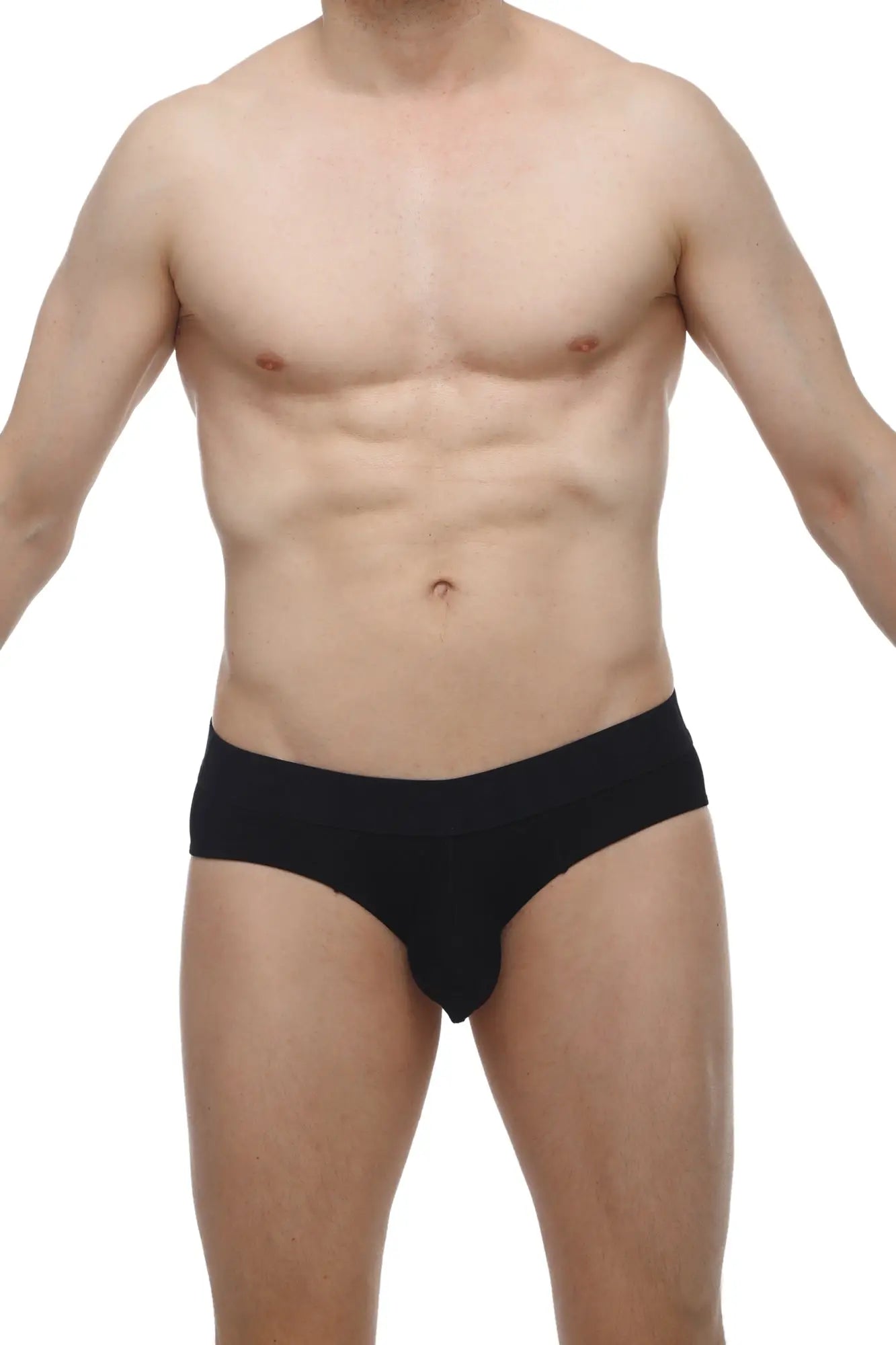 Black petitq brief bertran modal briefs with smooth form fitting design showing front side