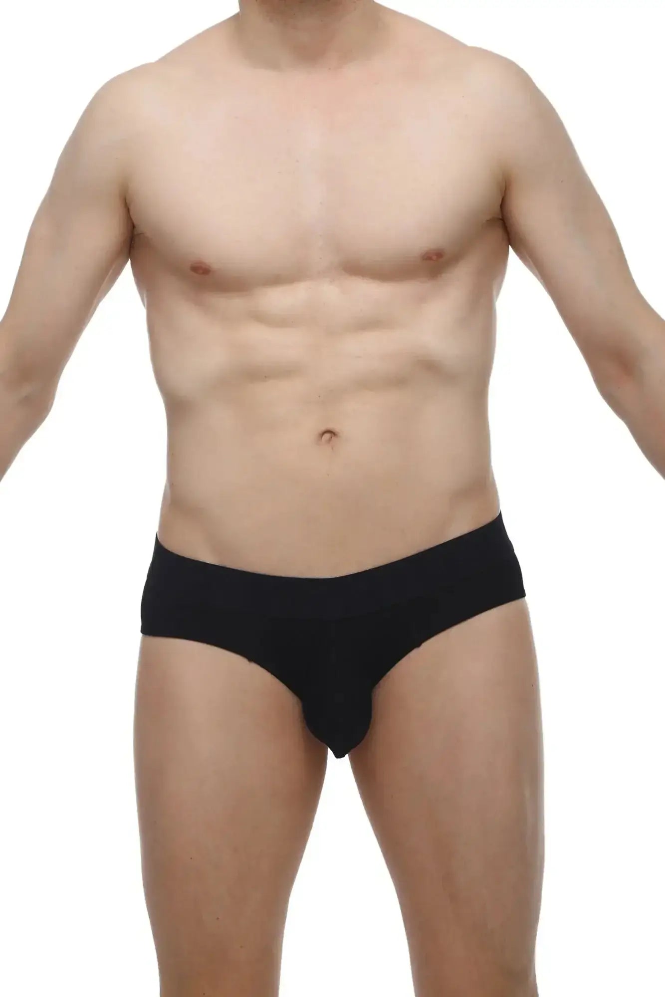 Black petitq brief bertran modal briefs with smooth form fitting design showing front side