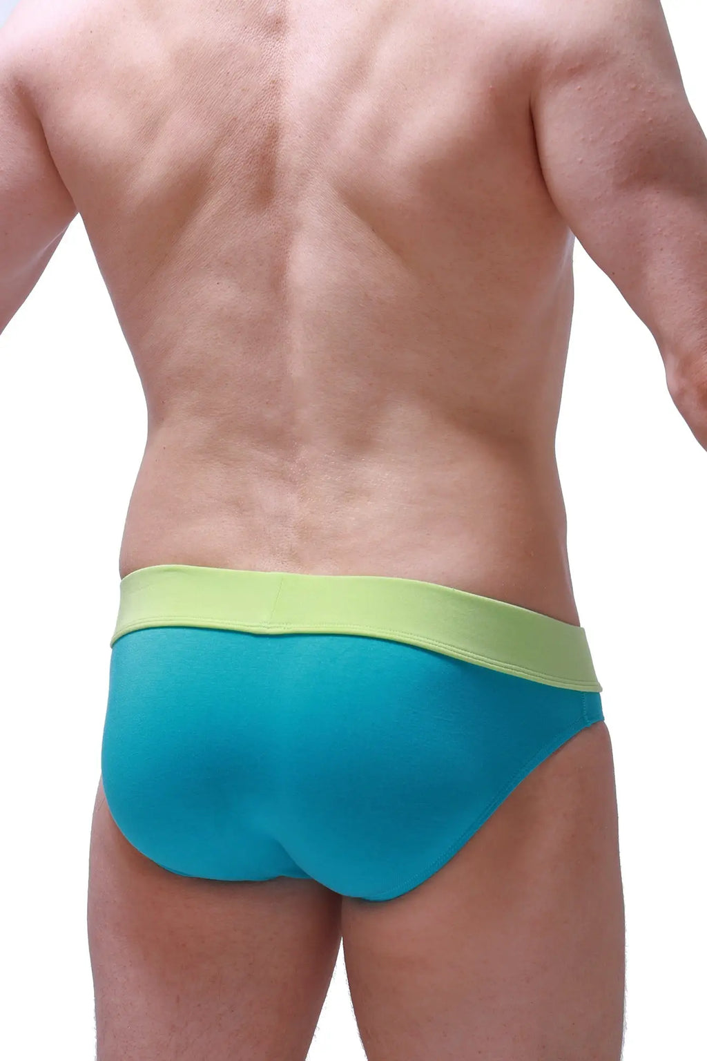 Turquoise and lime green petitq brief blaru tropical green with smooth stretchy fabric waistband for comfortable wear