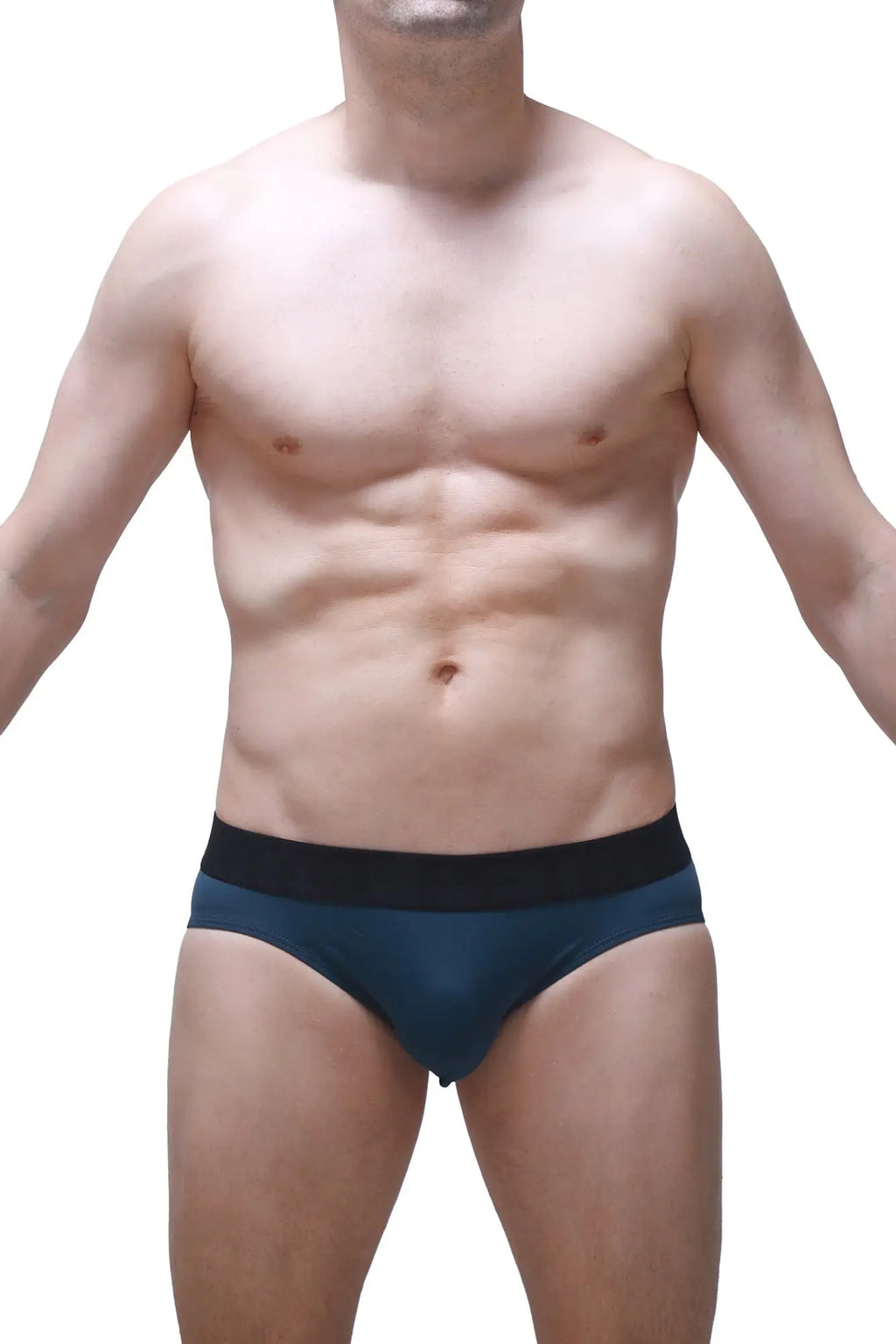 Dark blue petitq brief bozas briefs with contrasting black waistband for comfortable everyday wear