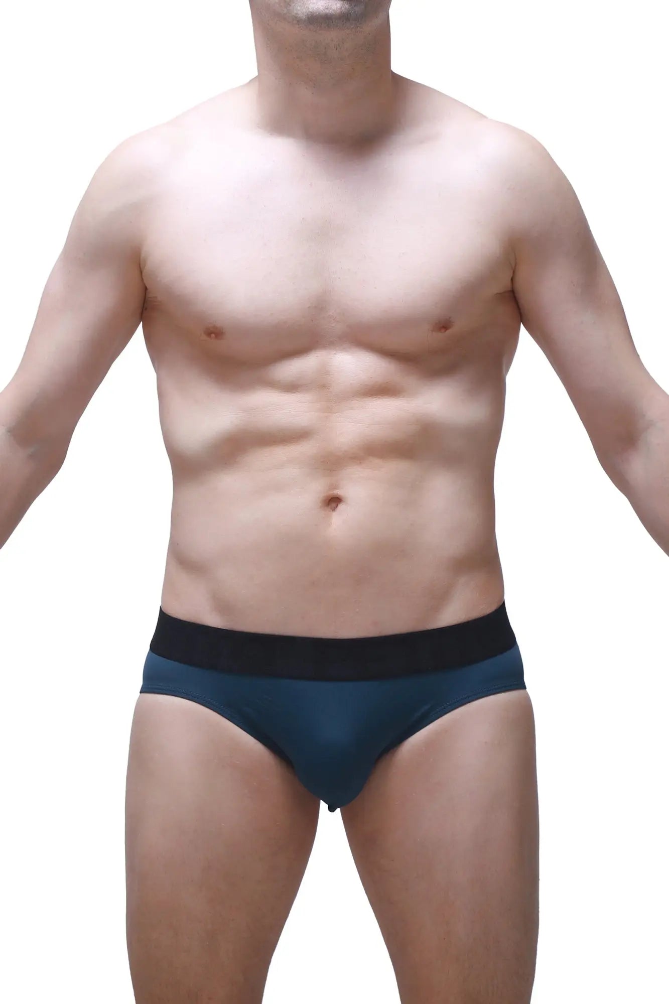 Dark blue petitq brief bozas briefs with contrasting black waistband for comfortable everyday wear