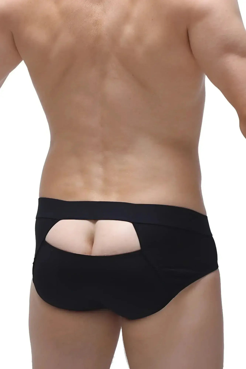 Black petitq brief cernin modal showing the back with a cutout design in soft modal fabric