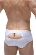 White petitq brief cernin modal men’s briefs with a distinctive back cutout design in form-fitting fabric