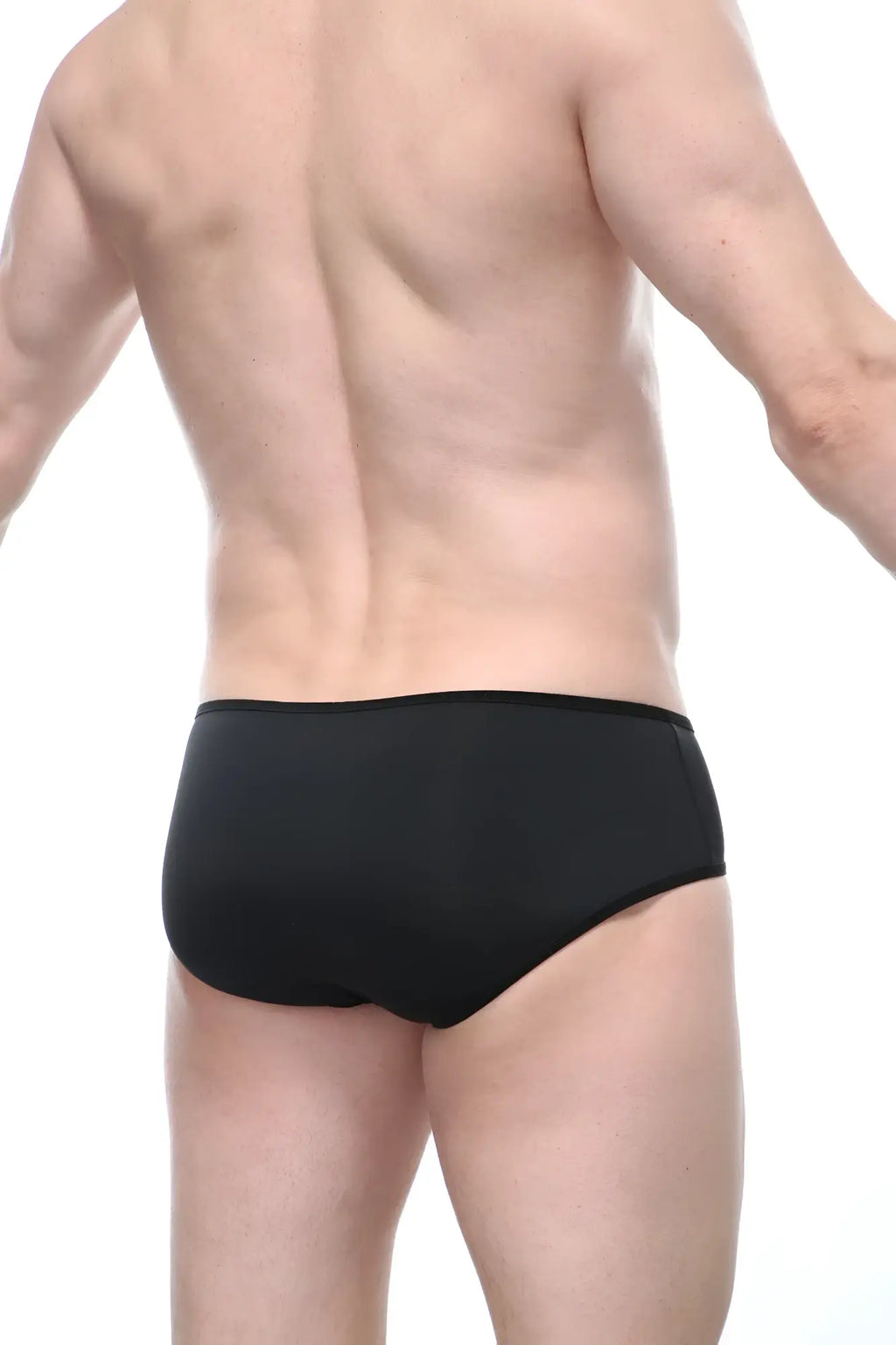 Black brief crotchless cockring by PetitQ with smooth, form-fitting design enhancing comfort and style