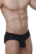 Petitq brief dome macra black black mesh briefs with solid waistband front view