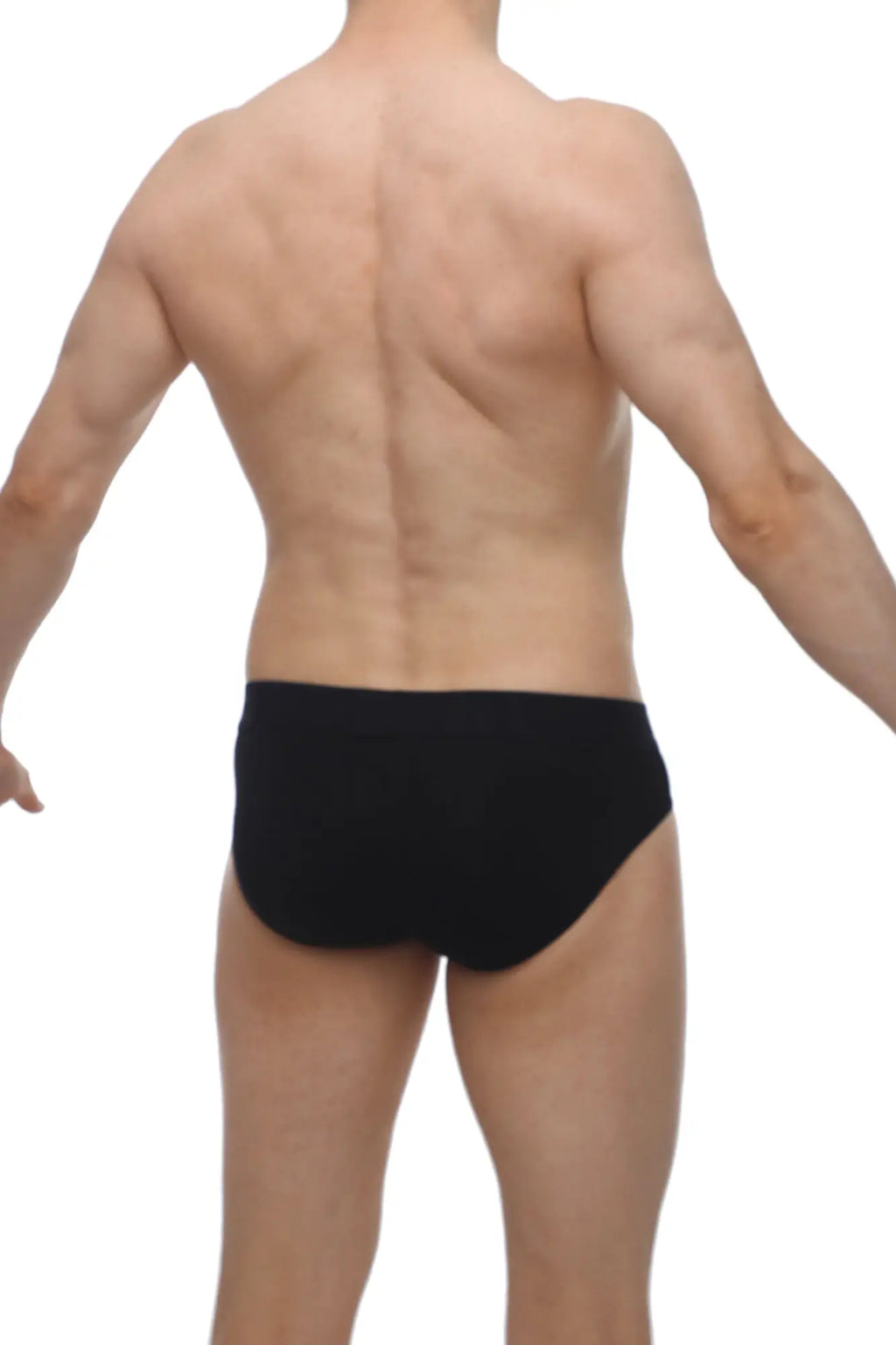 Black briefs made from dome modal fabric by petitq shown from the front for comfortable daily wear