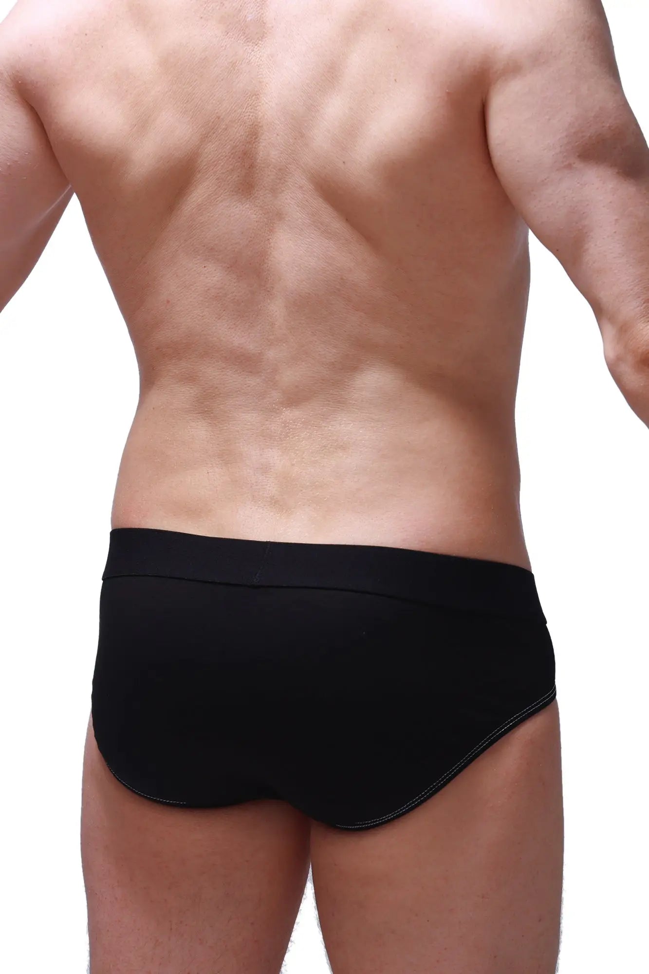 Black petitq brief dome modal briefs with smooth form fitting design and subtle stitching along the edges