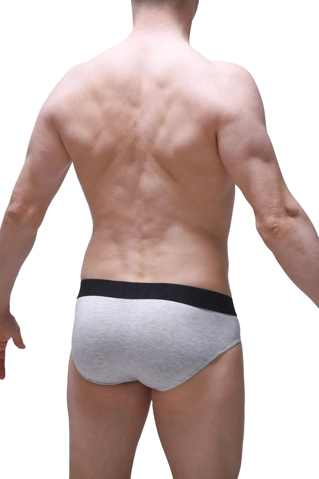 Gray petitq brief dome modal athletic briefs with black elastic waistband made from soft breathable fabric