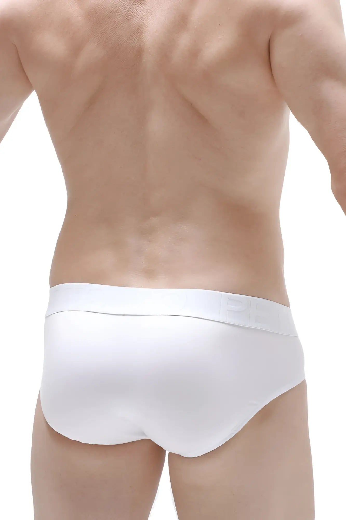 PetitQ brief dome modal white smooth form-fitting white briefs with subtle brand logo on waistband
