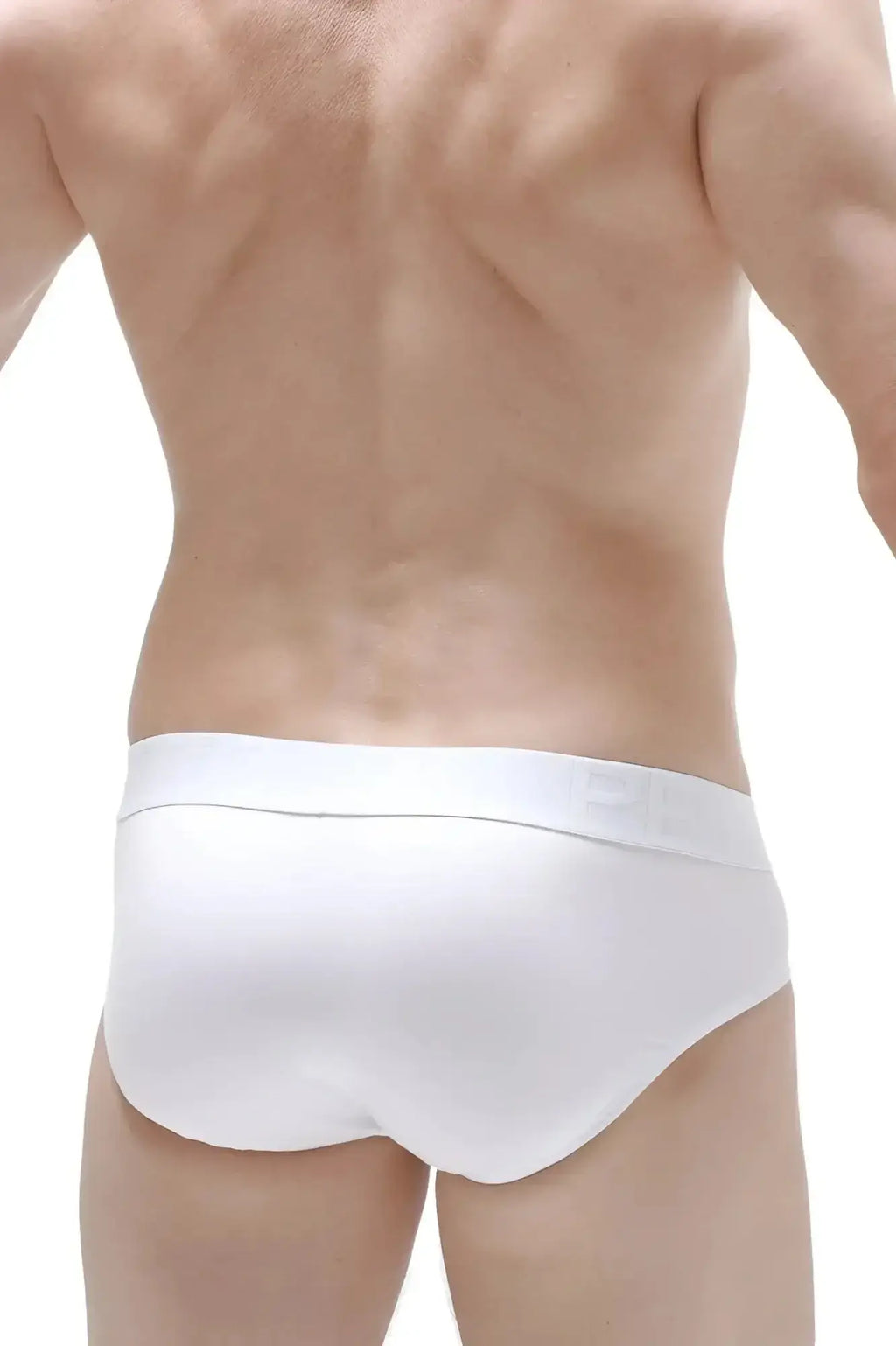 PetitQ brief dome modal white smooth form-fitting white briefs with subtle brand logo on waistband