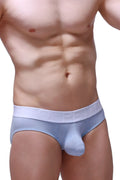 Petitq brief dome rib sky blue light blue textured men’s briefs with white elastic waistband embossed lettering