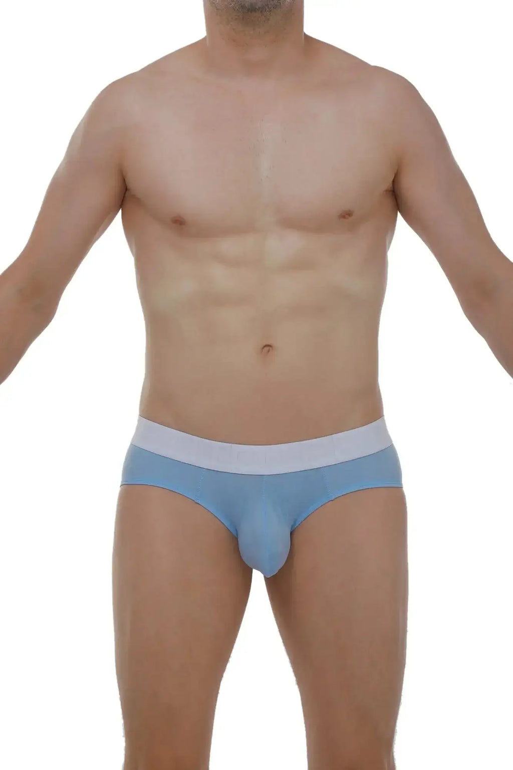 Light blue PetitQ brief Dome skine blue mens briefs with contrasting white waistband for comfortable daily wear