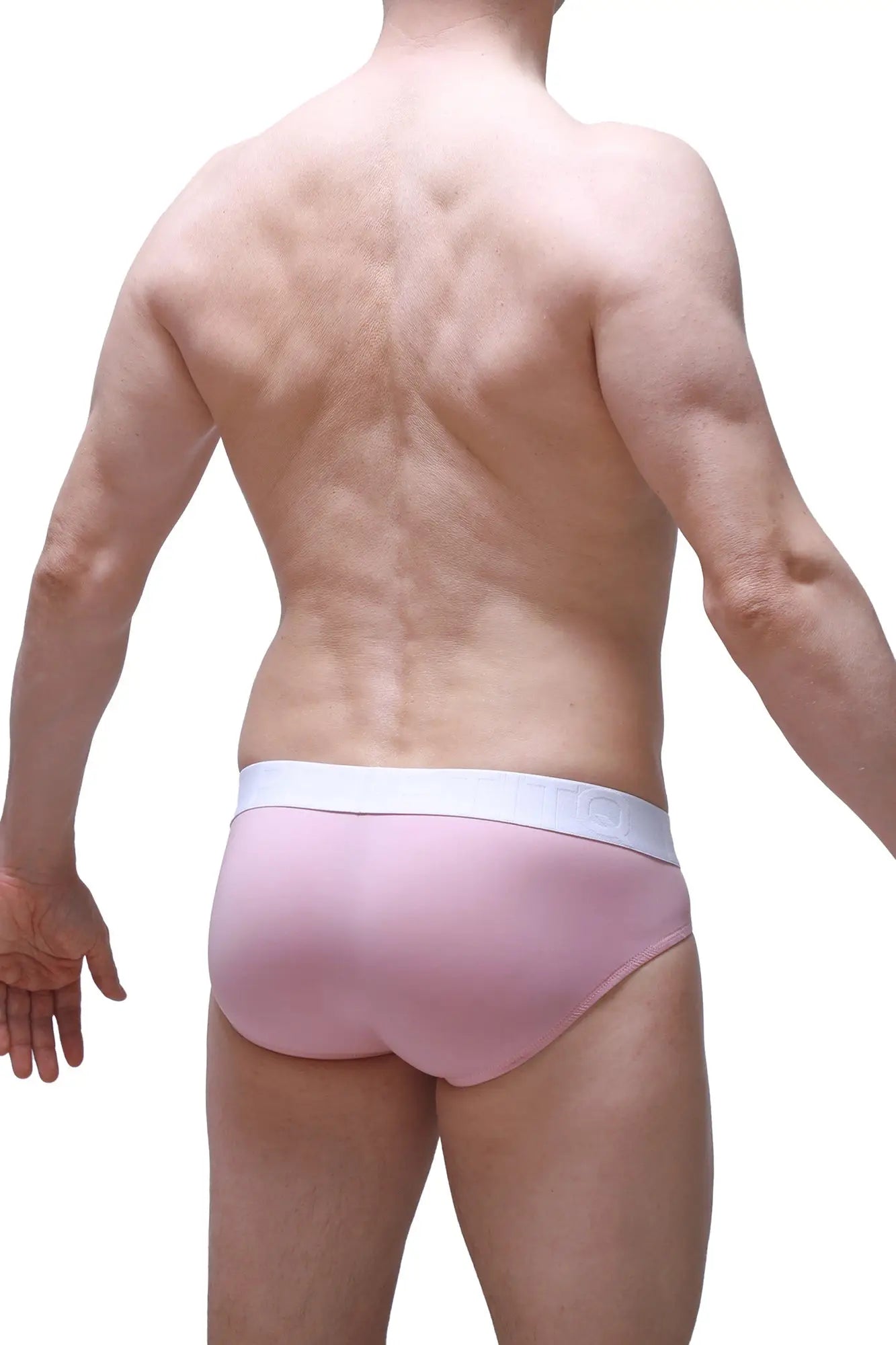 Pink petitq briefs with white elastic waistband in skine tea rose color for comfortable everyday wear