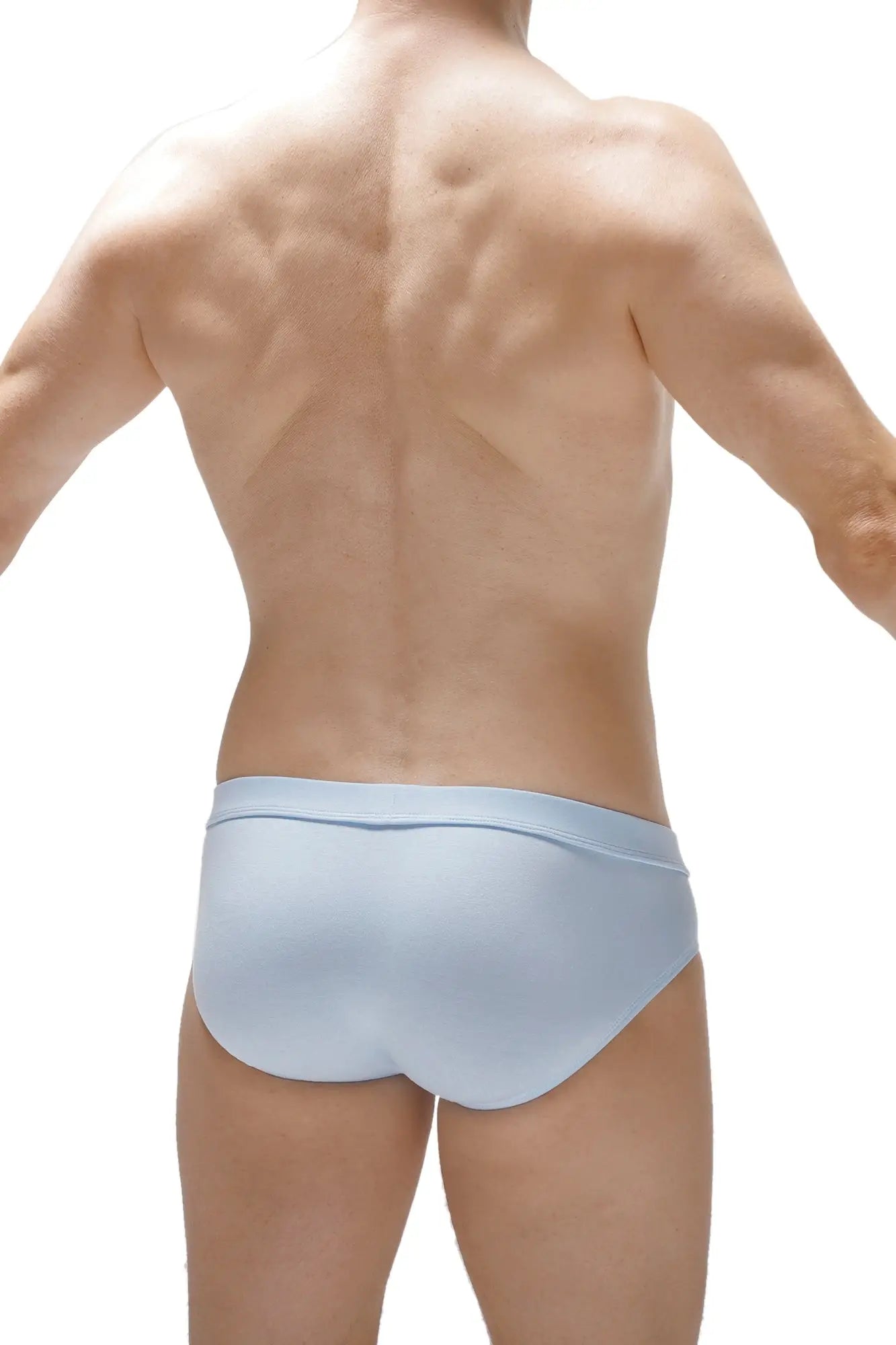 Light blue PetitQ brief with a smooth form-fitting design and double pouch for comfortable support in sky blue color