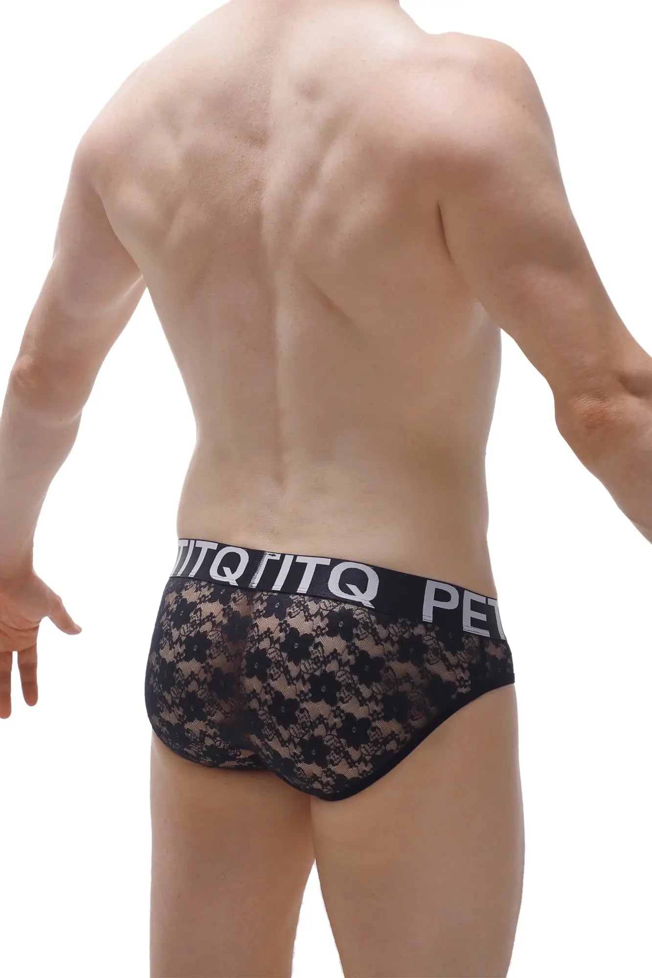 Black lace briefs petitq brief jans lace black with contrasting black elastic waistband and white lettering
