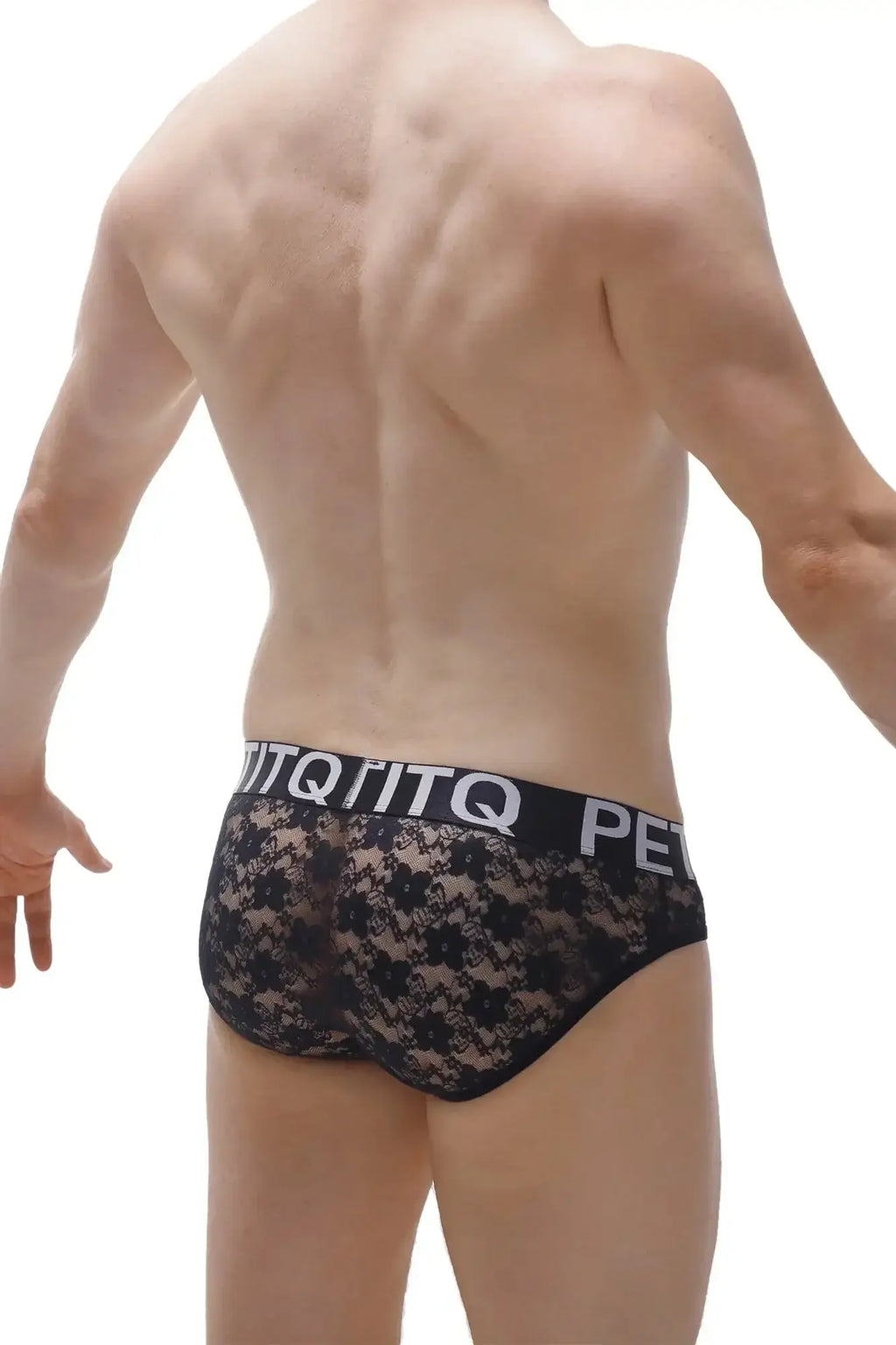 Black lace briefs petitq brief jans lace black with contrasting black elastic waistband and white lettering