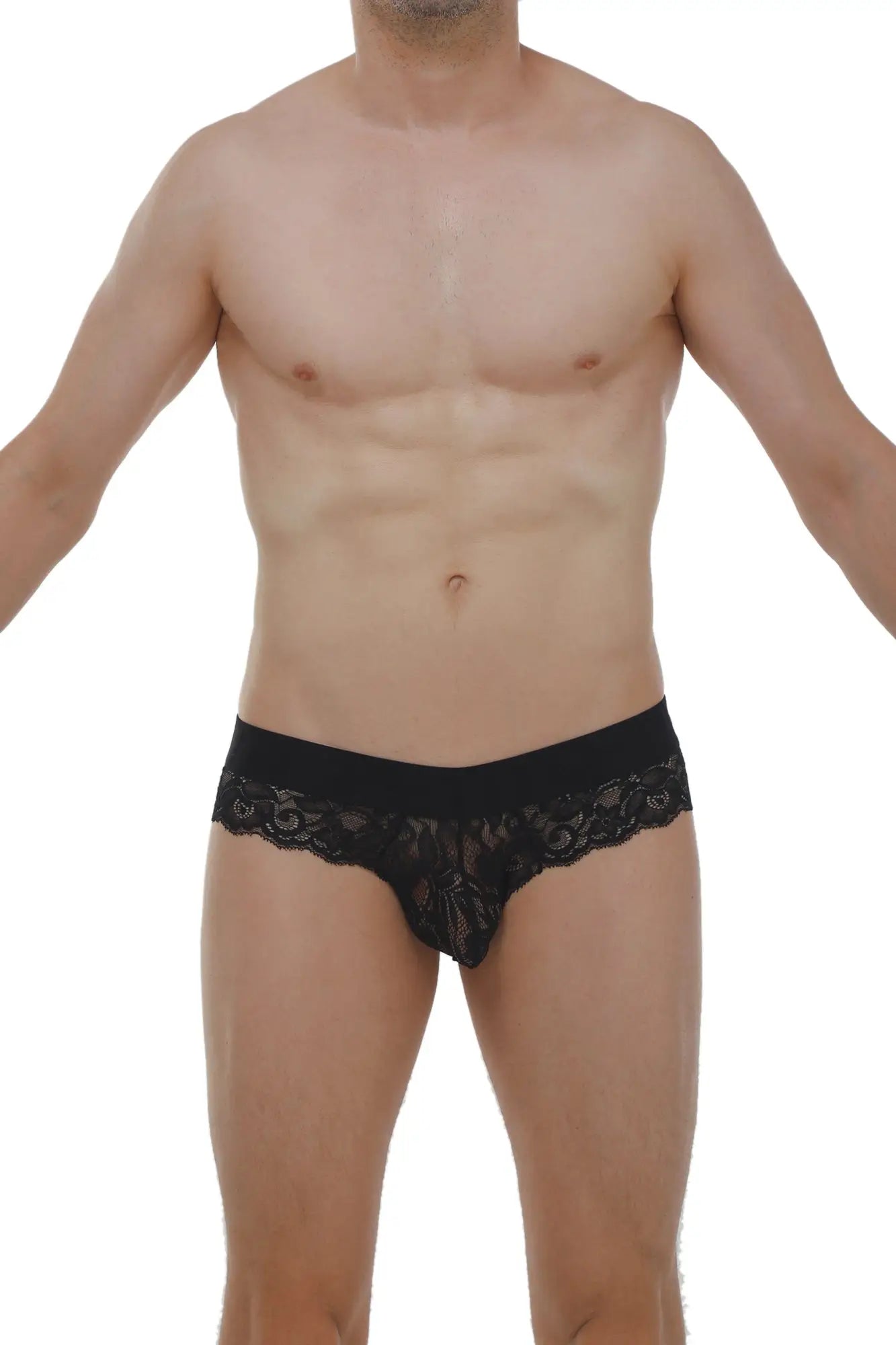 PetitQ brief miers lace black black lace underwear with intricate floral patterns and a solid waistband