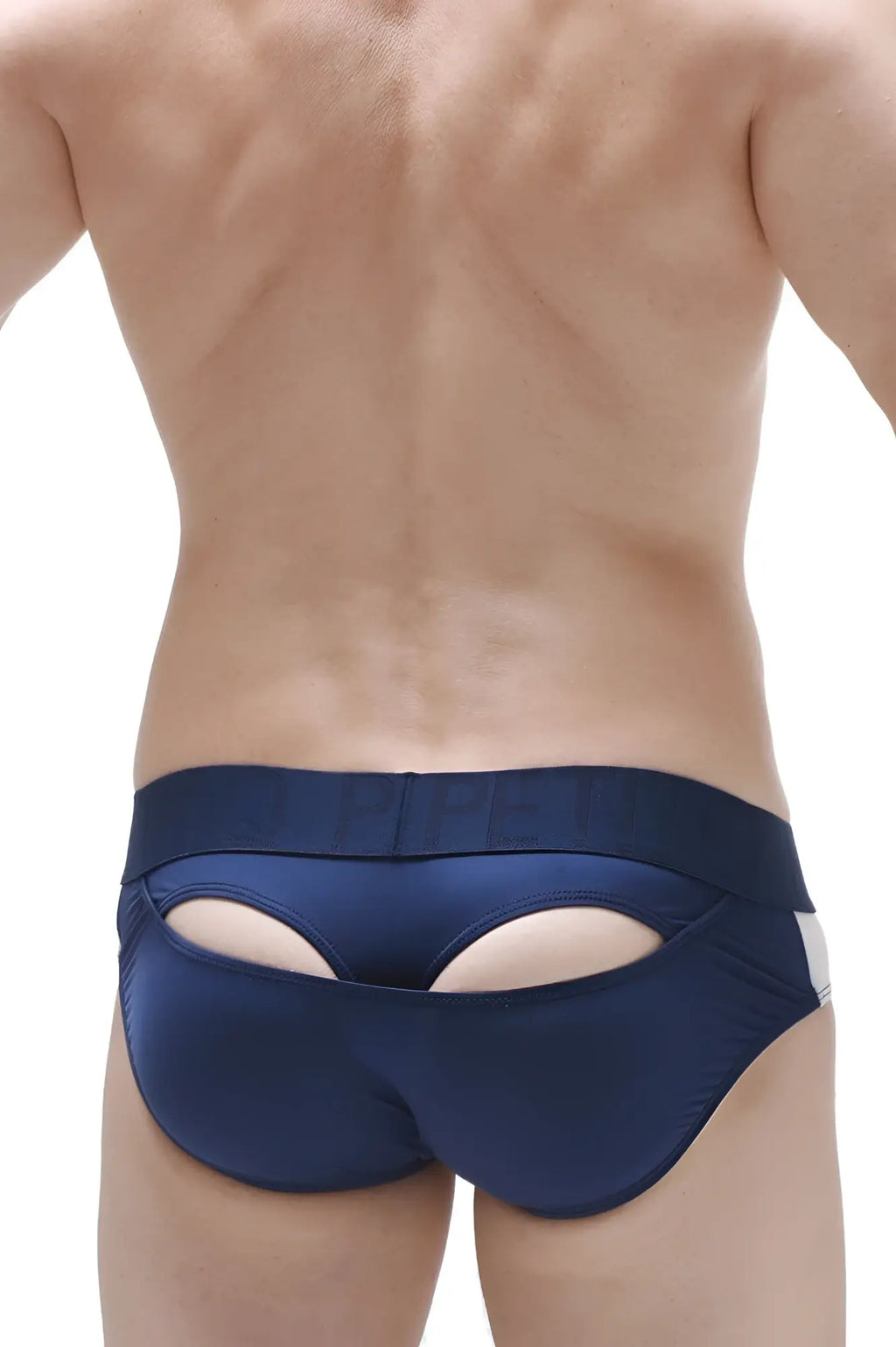 Navy blue satin briefs PetitQ brief moonshine plum navy with distinctive cutout design and white side trim