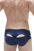 Navy blue satin briefs PetitQ brief moonshine plum navy with distinctive cutout design and white side trim