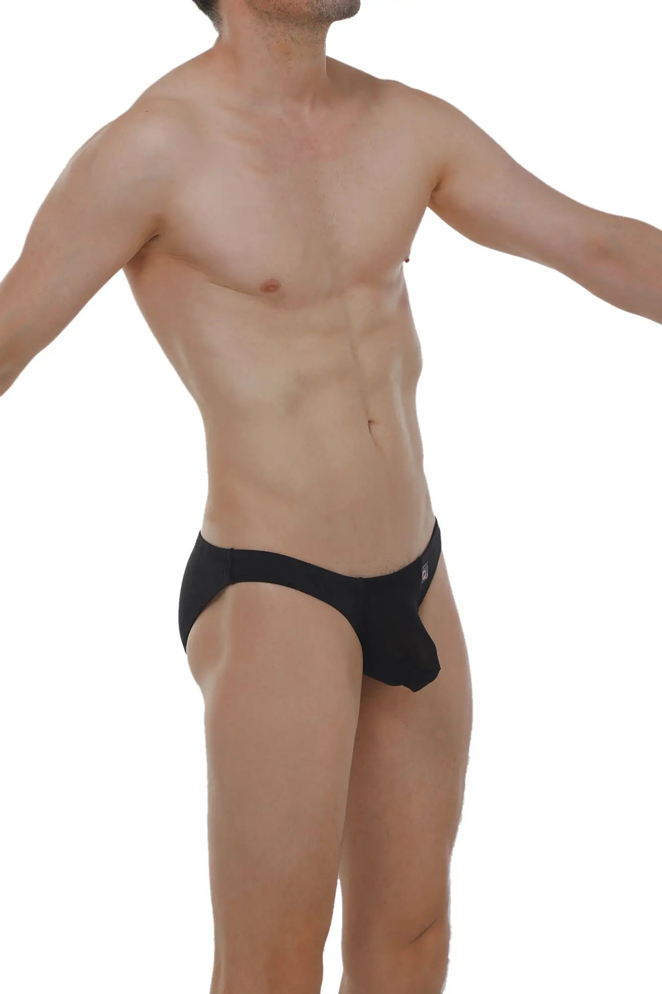 Petitq brief myennnes black men’s briefs with snug fit and small logo on the side in black fabric