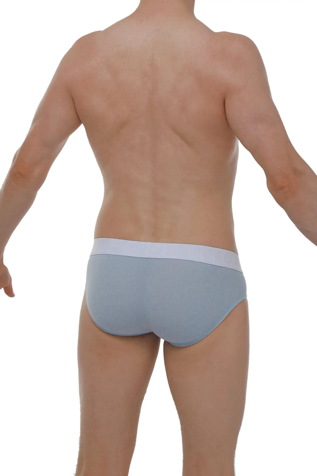 PetitQ brief Neure rib blue light blue ribbed cotton briefs with contrasting white elastic waistband for everyday comfort