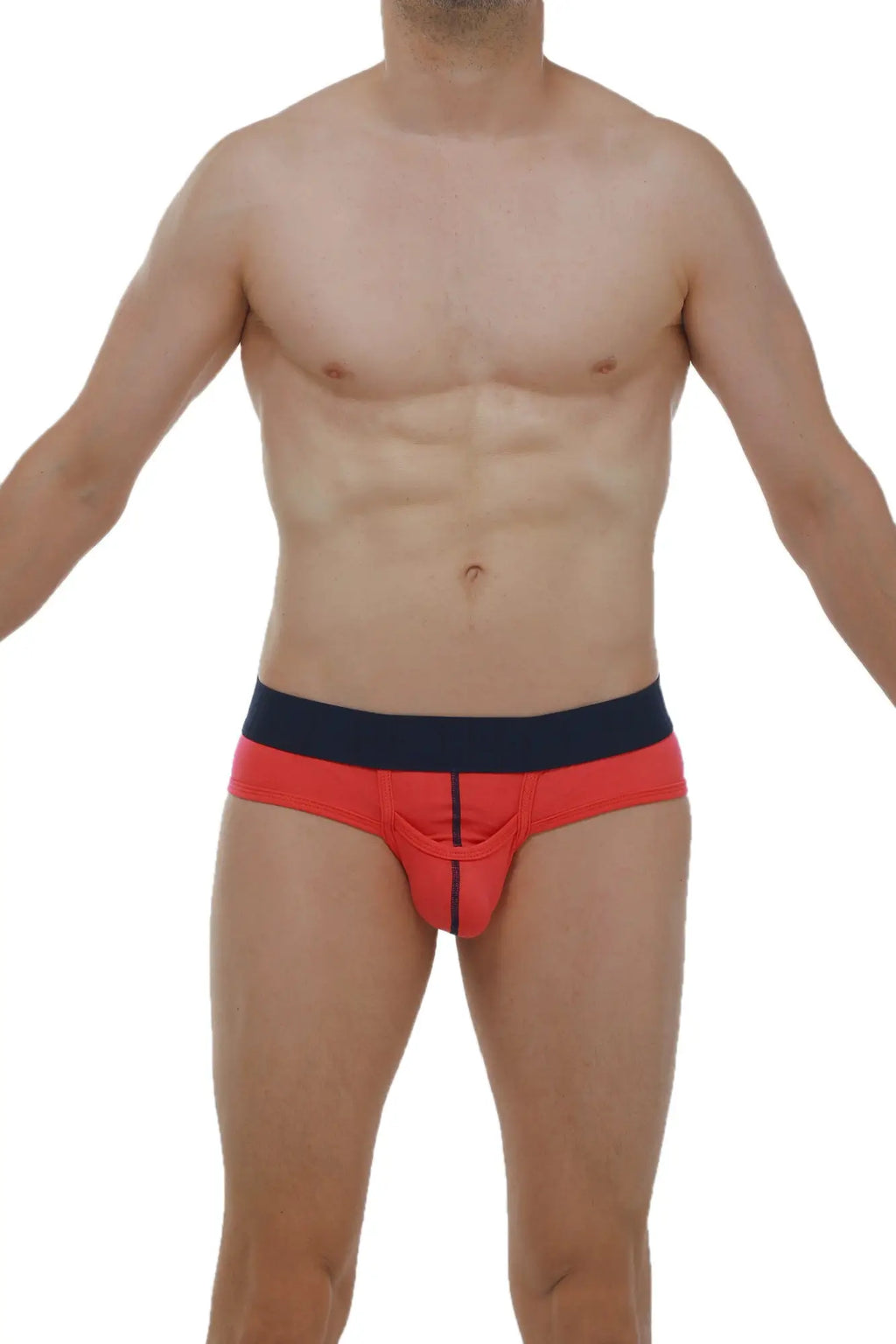 Petitq brief paliz modal fuchsia red and navy blue athletic briefs with central seam detail in modal fabric