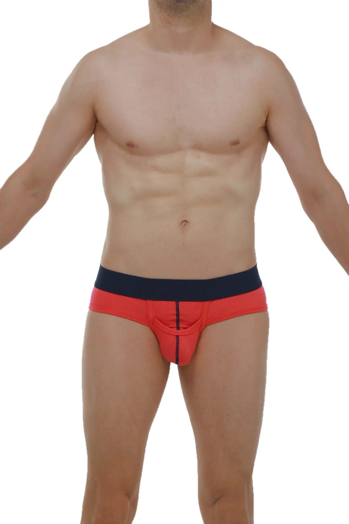 Petitq brief paliz modal fuchsia red and navy blue athletic briefs with central seam detail in modal fabric