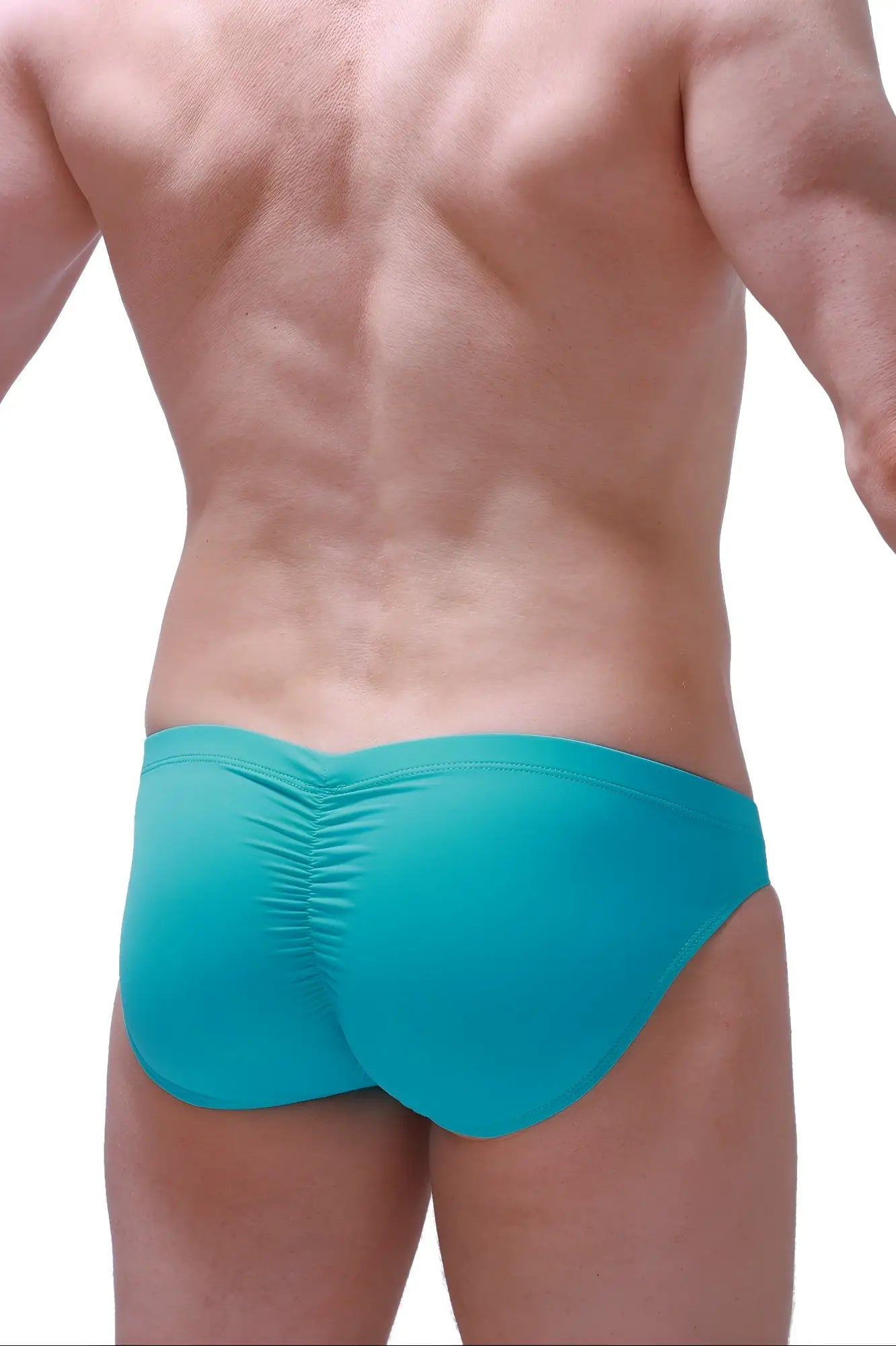 Petitq brief peraut green turquoise ruched swim trunks made of lightweight fabric for comfortable beachwear
