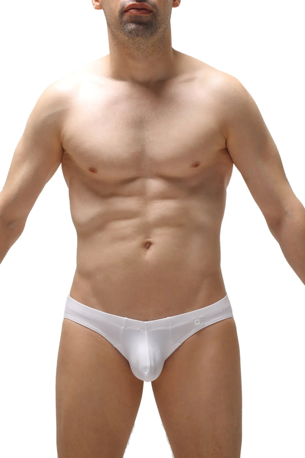 Petitq brief peraut white men’s briefs with smooth texture and subtle logo on waistband in white