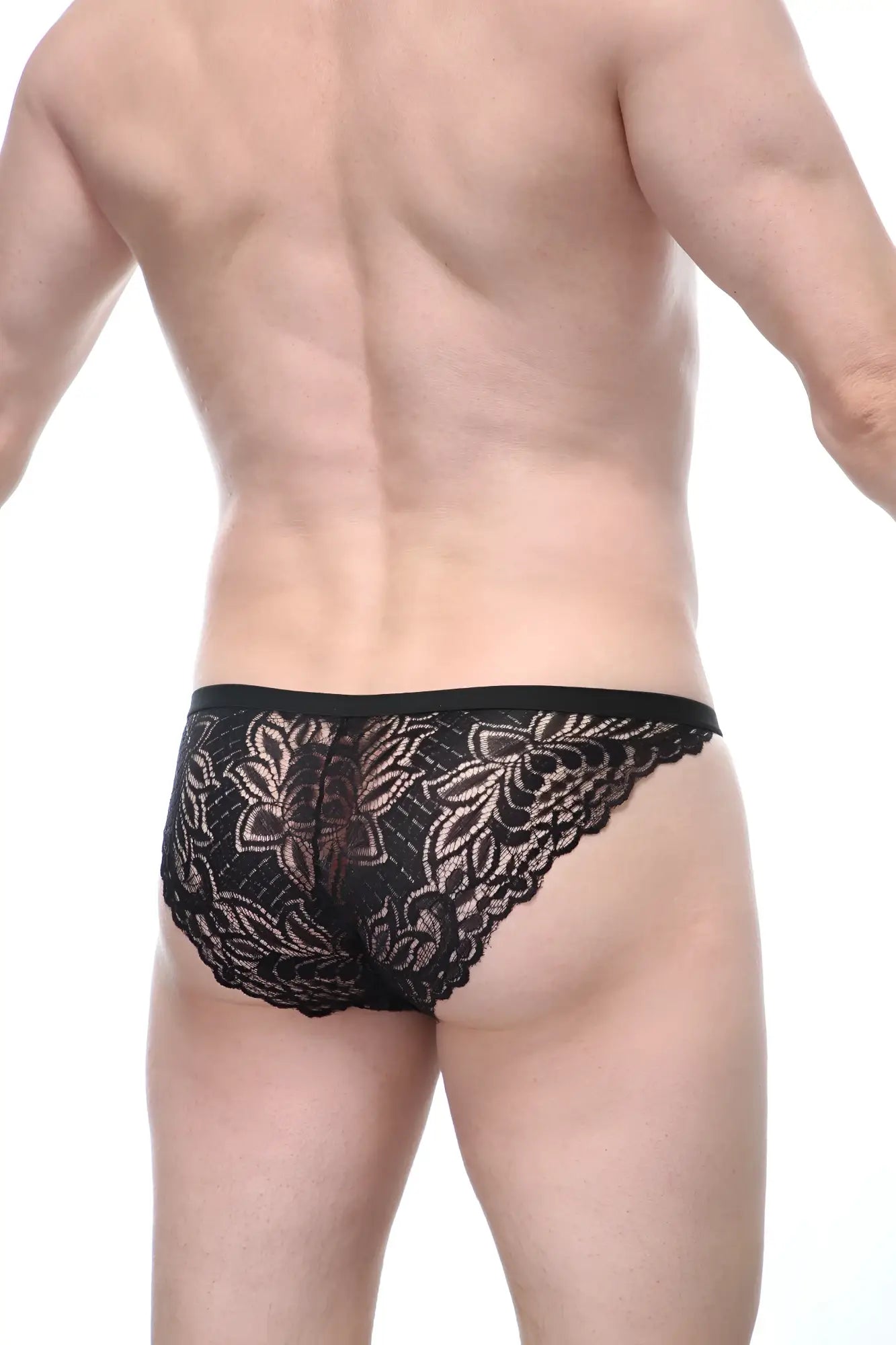 PetitQ brief plaintel black black lace briefs with intricate floral patterns and scalloped edges for elegant wear